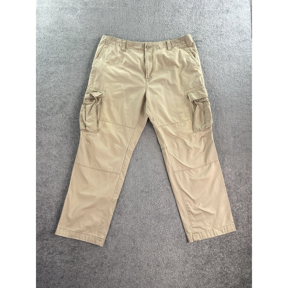 Nautica Pants Men 38x31 Beige Khaki Canvas Cargo Wide Leg Skater Double Knee Y2K
